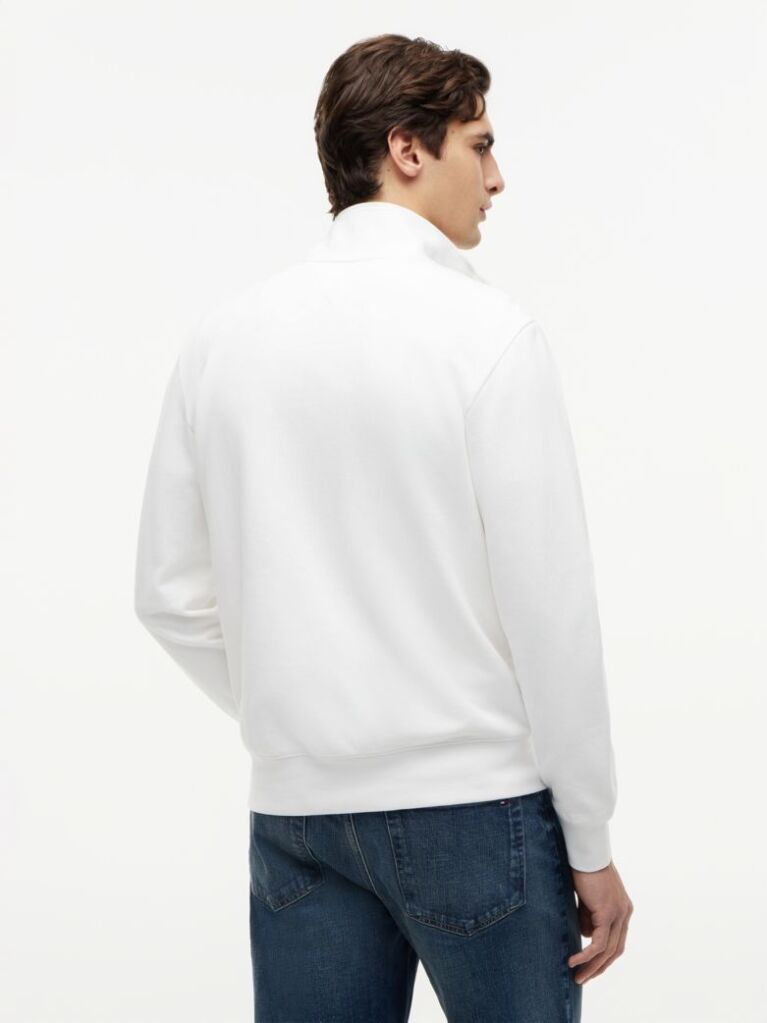 White Logo Mock Neck Zip-Thru Sweatshirt  Men