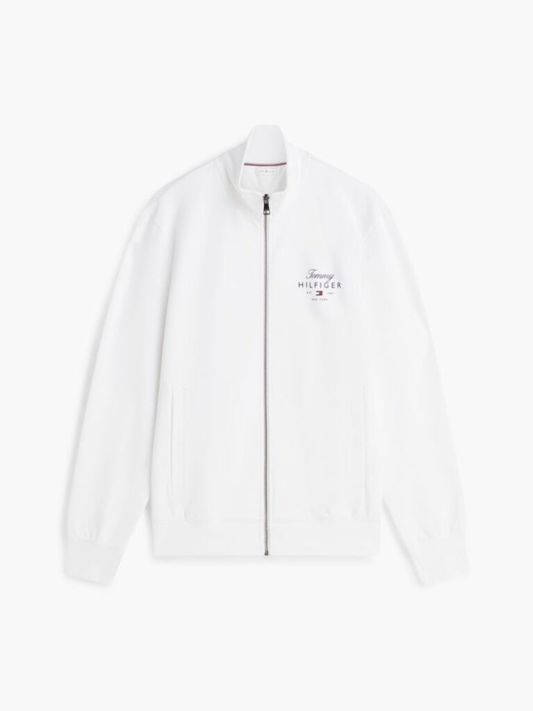 White Logo Mock Neck Zip-Thru Sweatshirt  Men