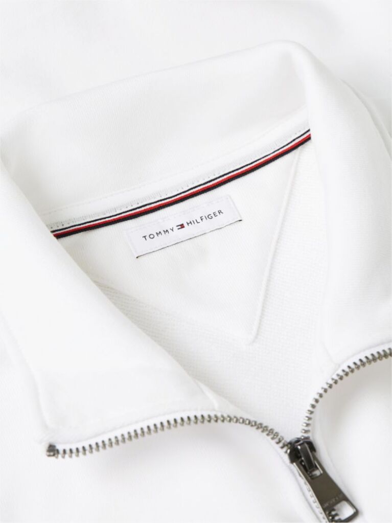 White Logo Mock Neck Zip-Thru Sweatshirt  Men