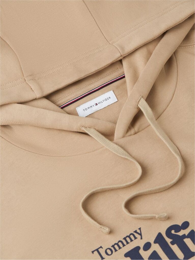 Μπεζ Βαμβακερό Hoody Με Λογότυπο  Άνδρες