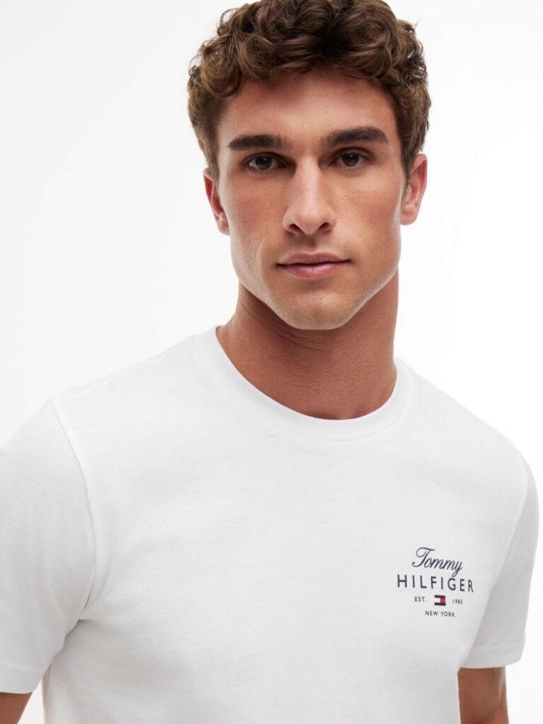 White Logo Jersey Crew Neck T-Shirt  Men