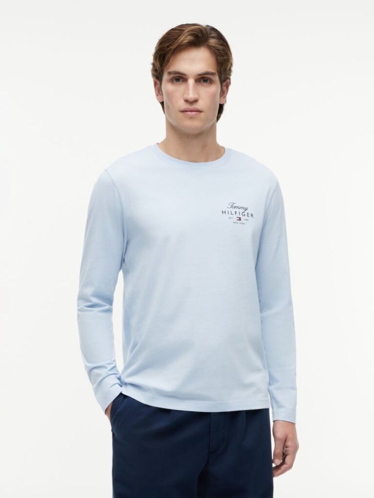 Blue Logo Long Sleeve T-Shirt  Men