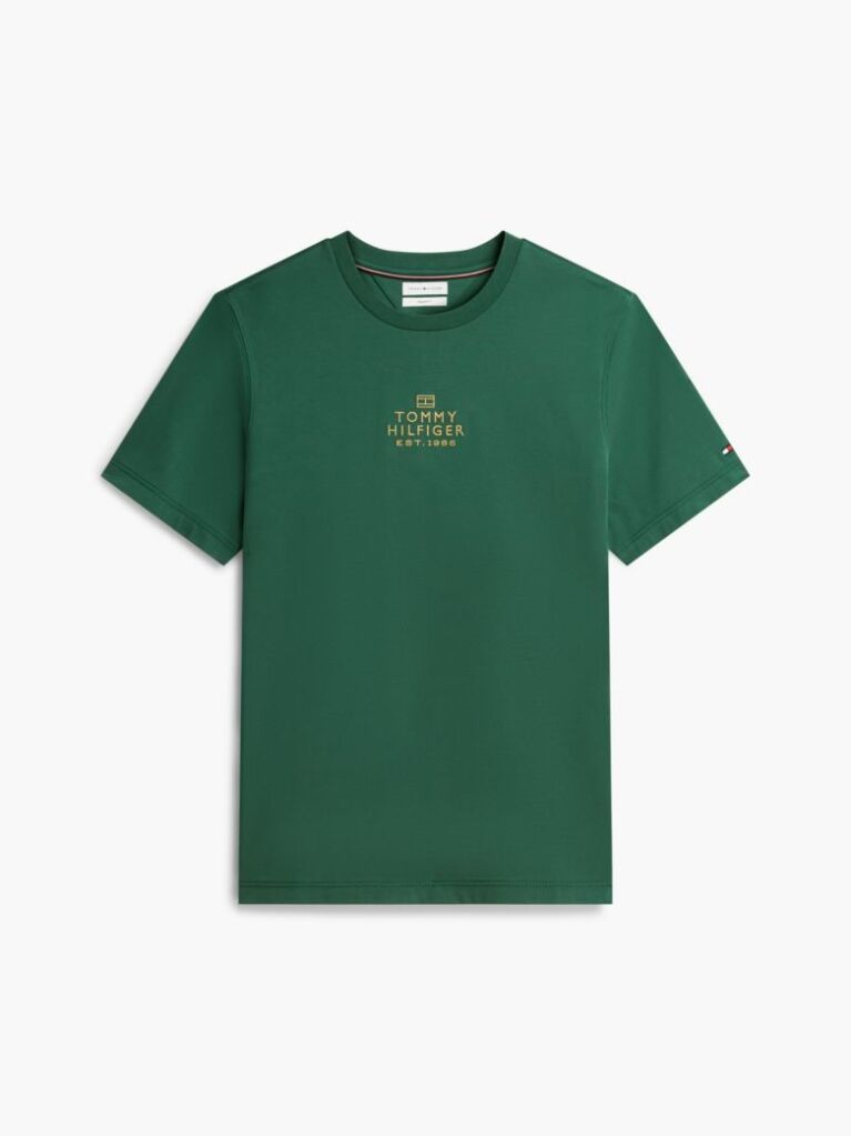 Green Tonal Logo Embroidery Interlock Knit T-Shirt  Men