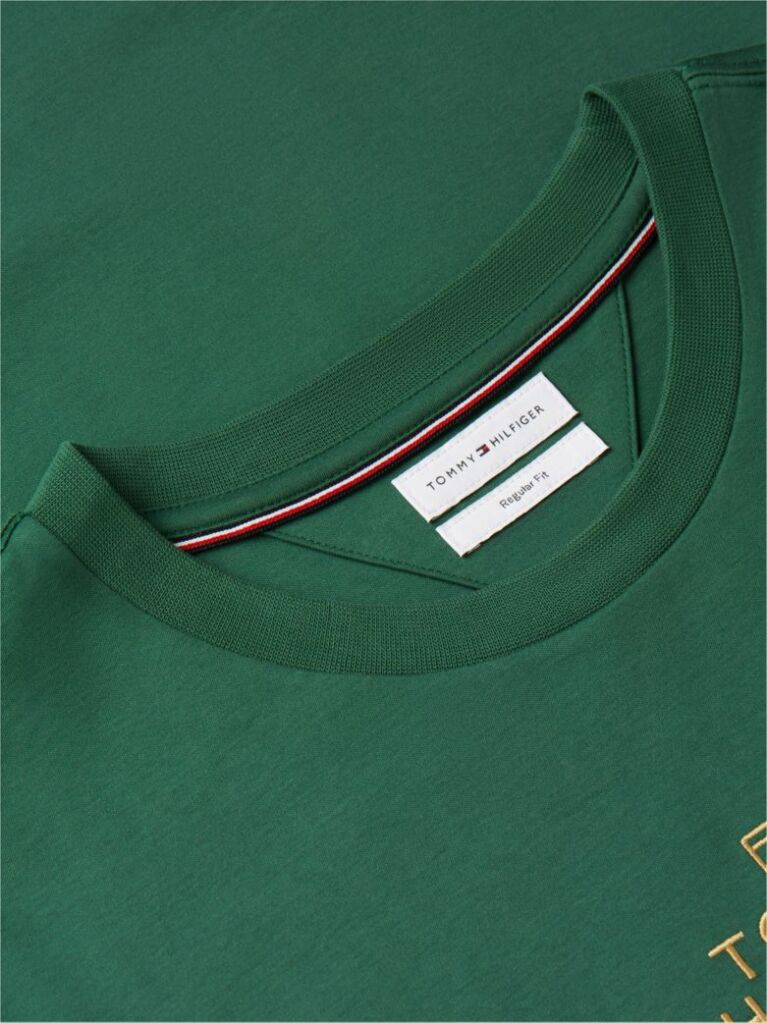 Green Tonal Logo Embroidery Interlock Knit T-Shirt  Men