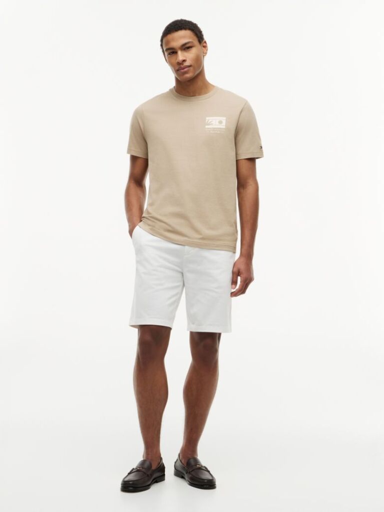 Beige Logo Graphic Jersey Crew Neck T-Shirt  Men