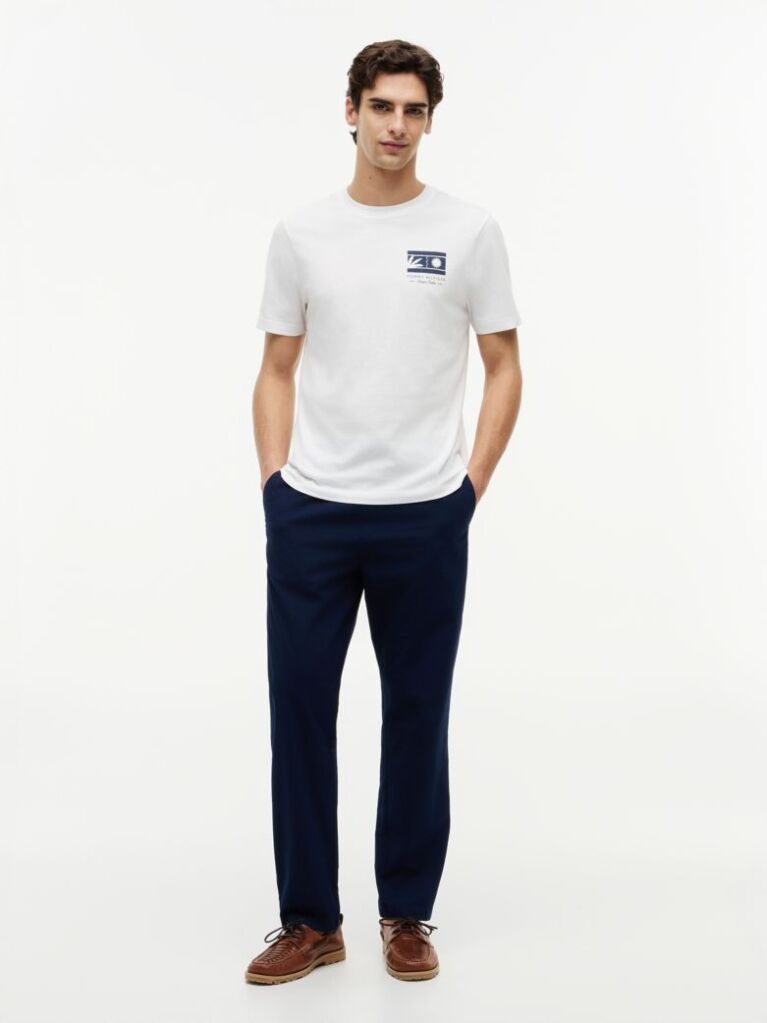 White Logo Graphic Jersey Crew Neck T-Shirt  Men