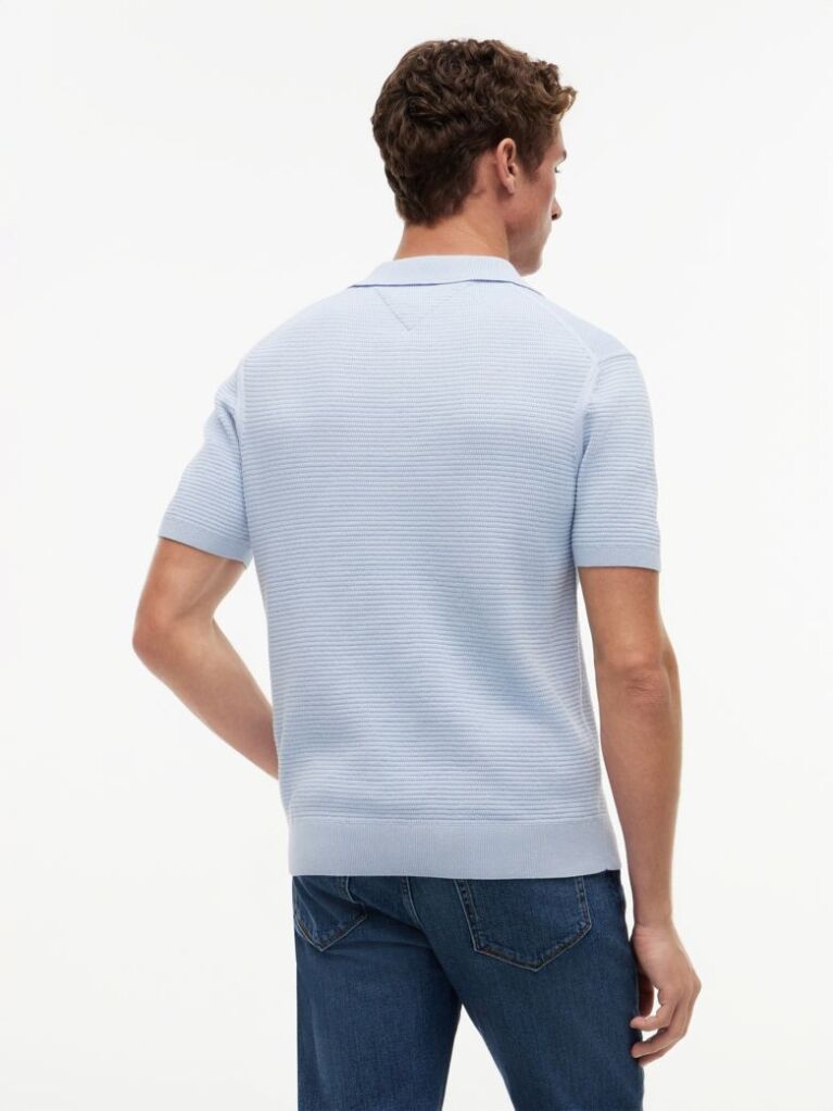 Blue Regular Fit Knit Polo Shirt  Men