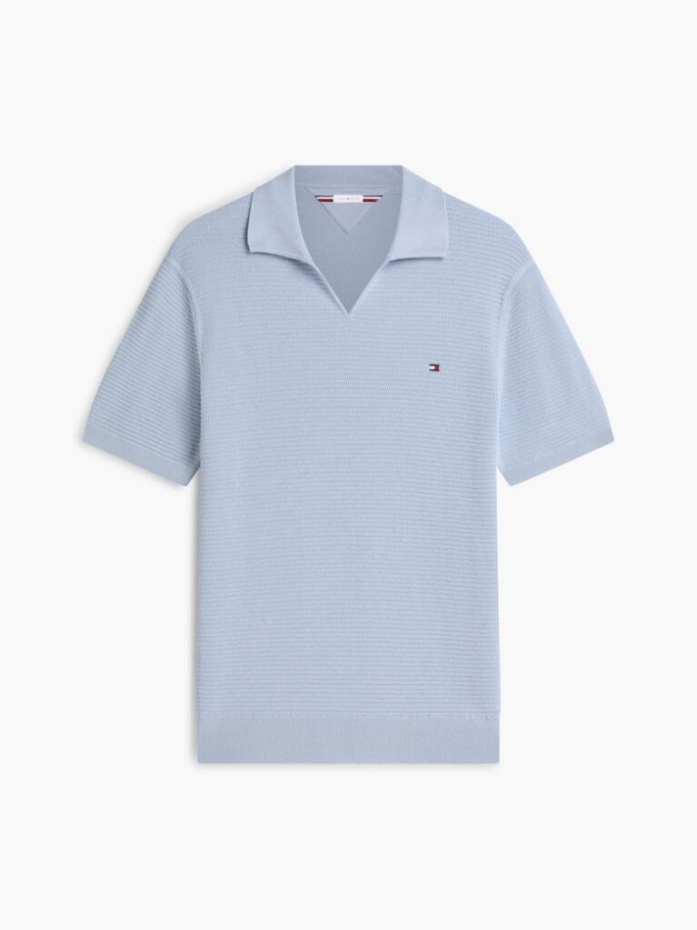 Blue Regular Fit Knit Polo Shirt  Men