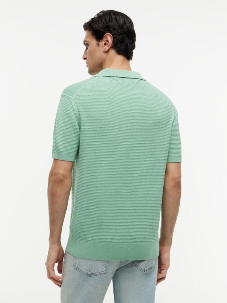 Green Regular Fit Knit Polo Shirt  Men