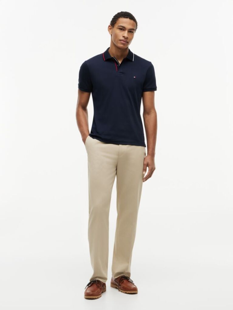 Blue Slim Fit Tipped Polo Shirt  Men