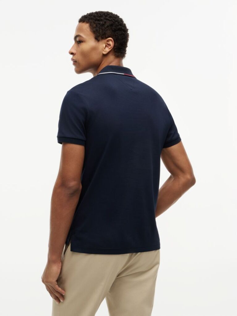 Blue Slim Fit Tipped Polo Shirt  Men