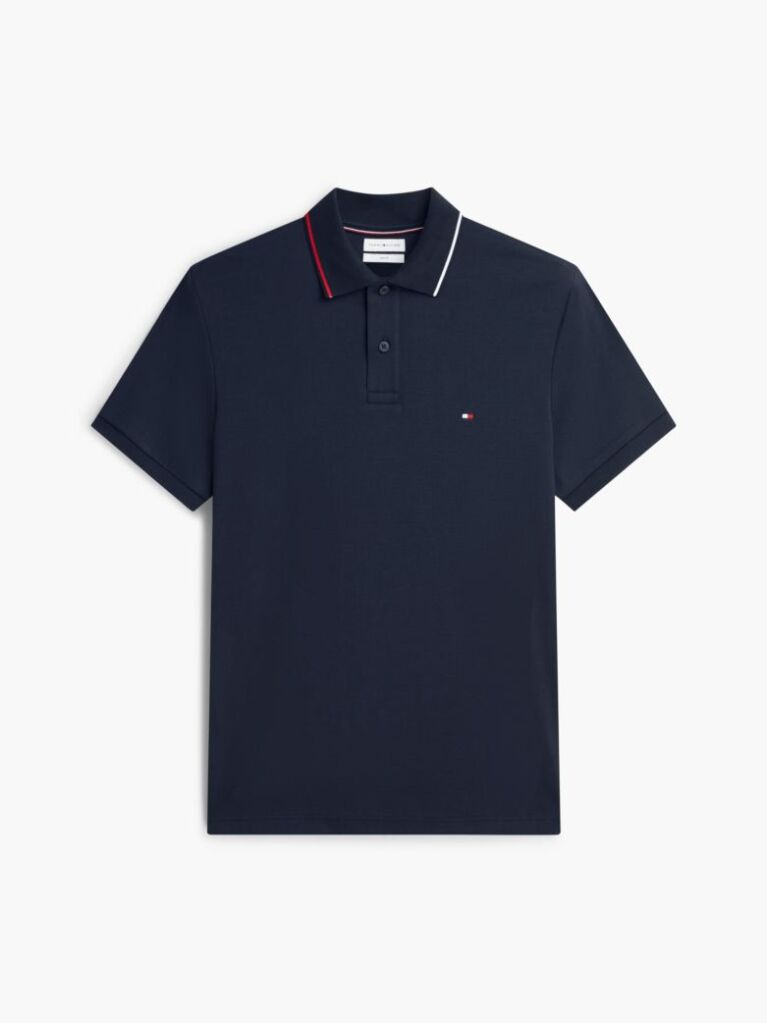 Blue Slim Fit Tipped Polo Shirt  Men