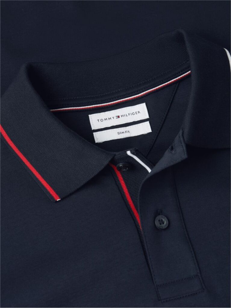 Blue Slim Fit Tipped Polo Shirt  Men