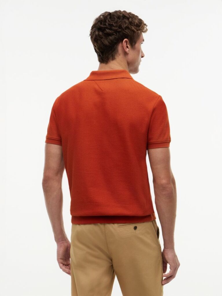 Orange Regular Fit Jacquard Polo Shirt  Men