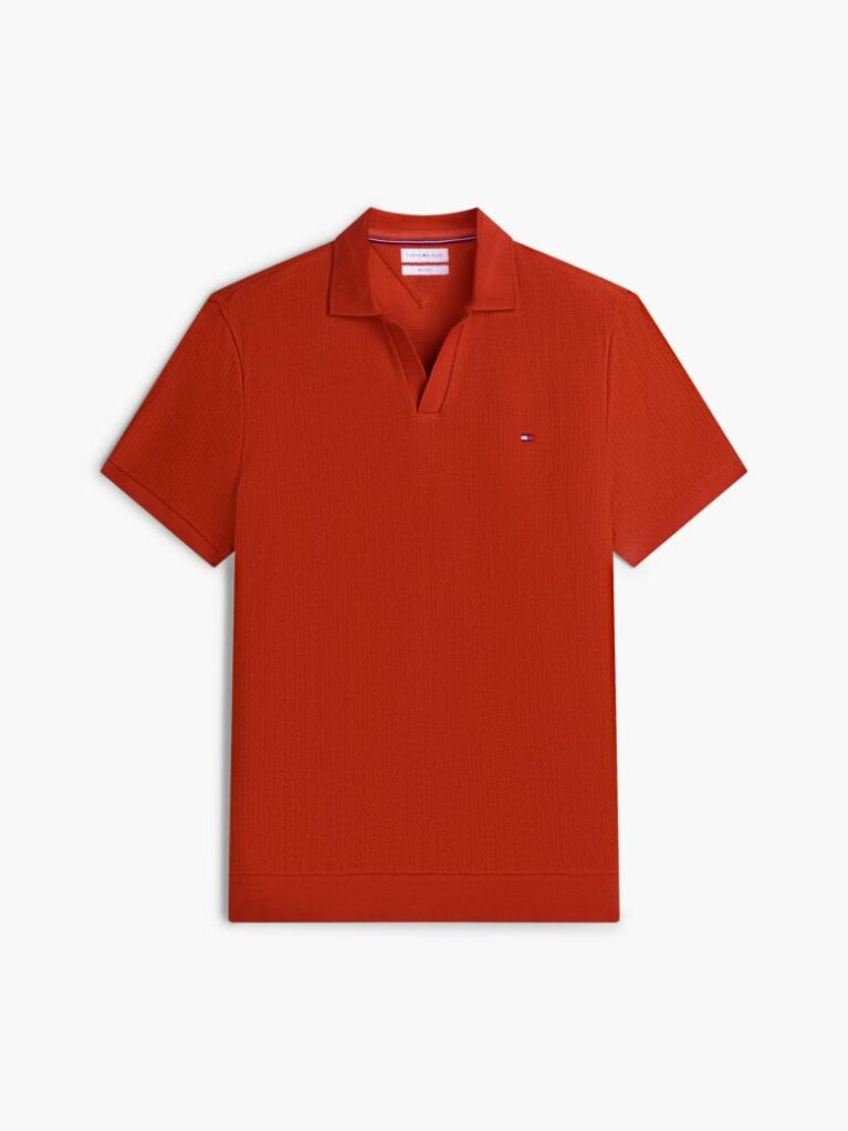 Orange Regular Fit Jacquard Polo Shirt  Men