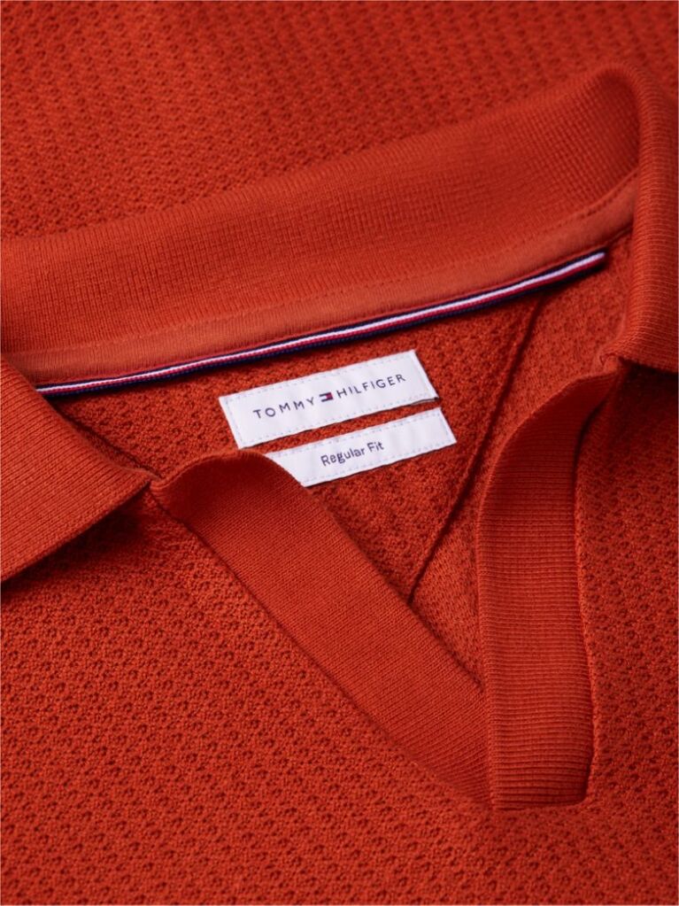 Orange Regular Fit Jacquard Polo Shirt  Men