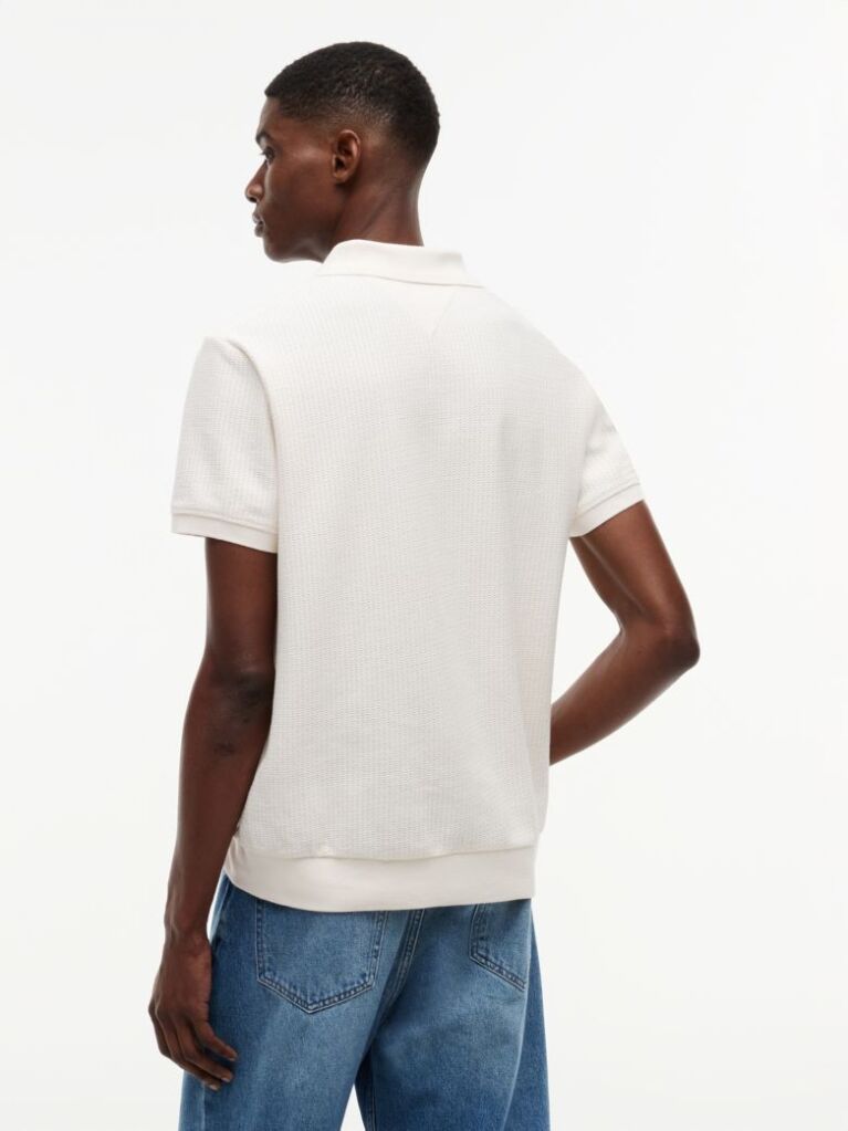 Beige Regular Fit Jacquard Polo Shirt  Men