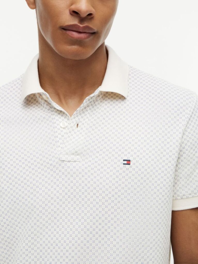 Beige Regular Fit Geometric Print Polo Shirt  Men
