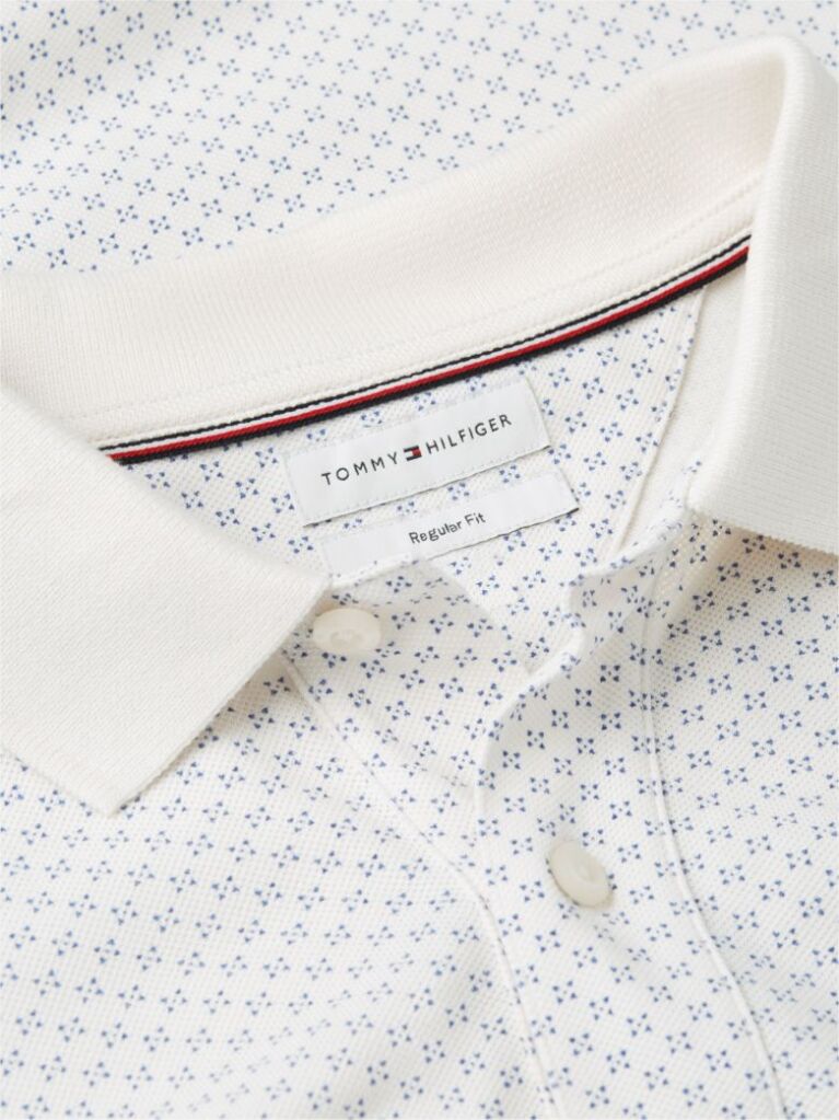 Beige Regular Fit Geometric Print Polo Shirt  Men