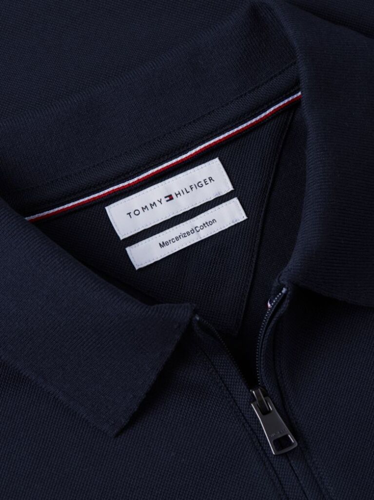Blue Regular Fit Zip Placket Polo Shirt  Men