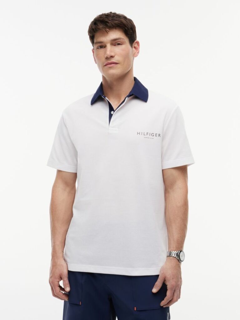 White Classic Fit Pique Polo Shirt  Men