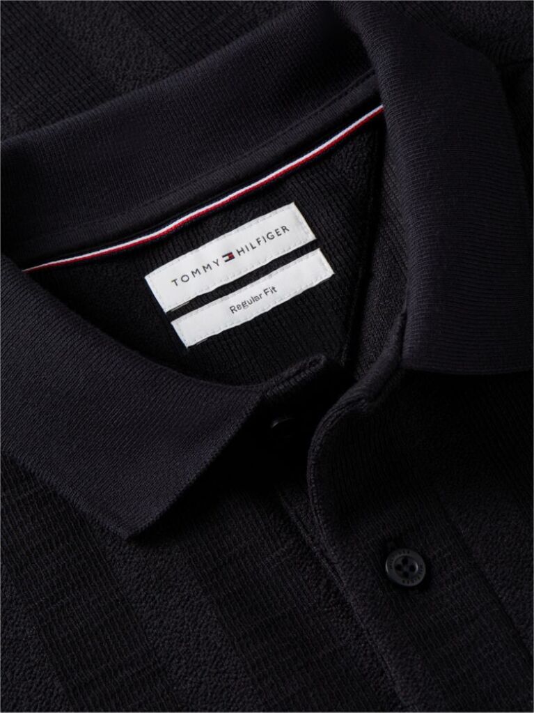 Black Regular Fit Tonal Stripe Polo Shirt  Men