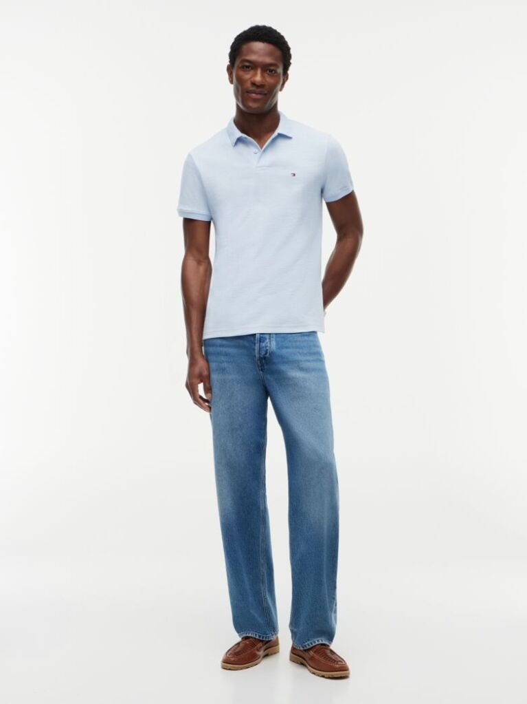 Blue Regular Fit Tonal Stripe Polo Shirt  Men
