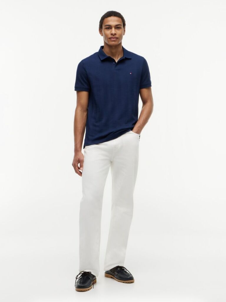 Blue Regular Fit Tonal Stripe Polo Shirt  Men