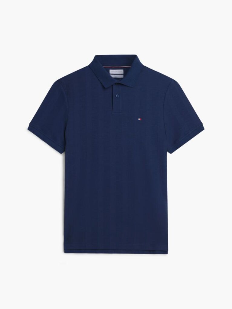 Blue Regular Fit Tonal Stripe Polo Shirt  Men