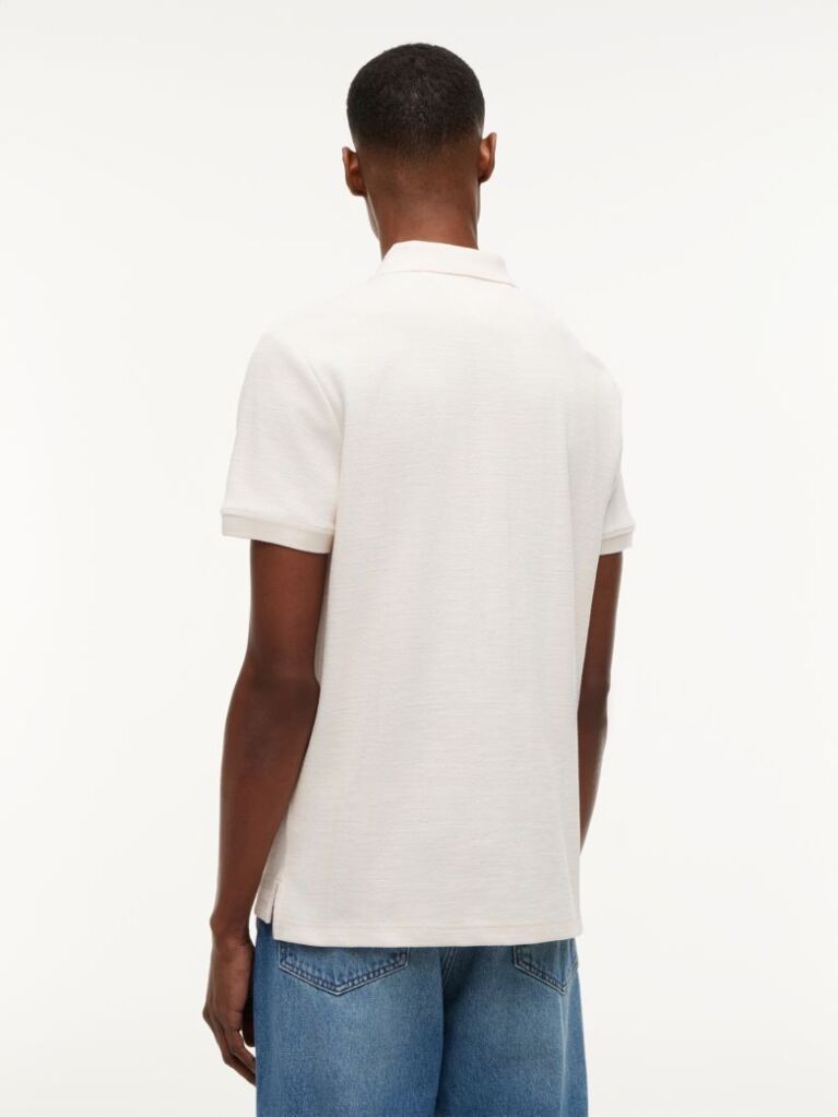 Beige Regular Fit Tonal Stripe Polo Shirt  Men