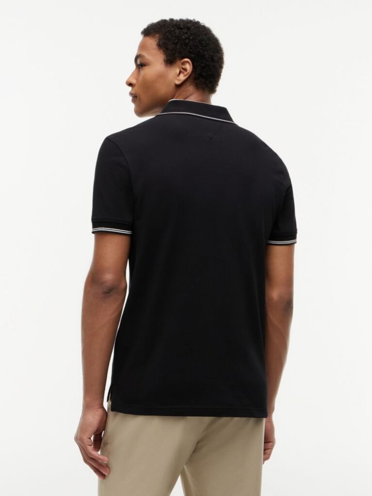 Black Heritage Regular Fit Stripe Trim Polo Shirt  Men