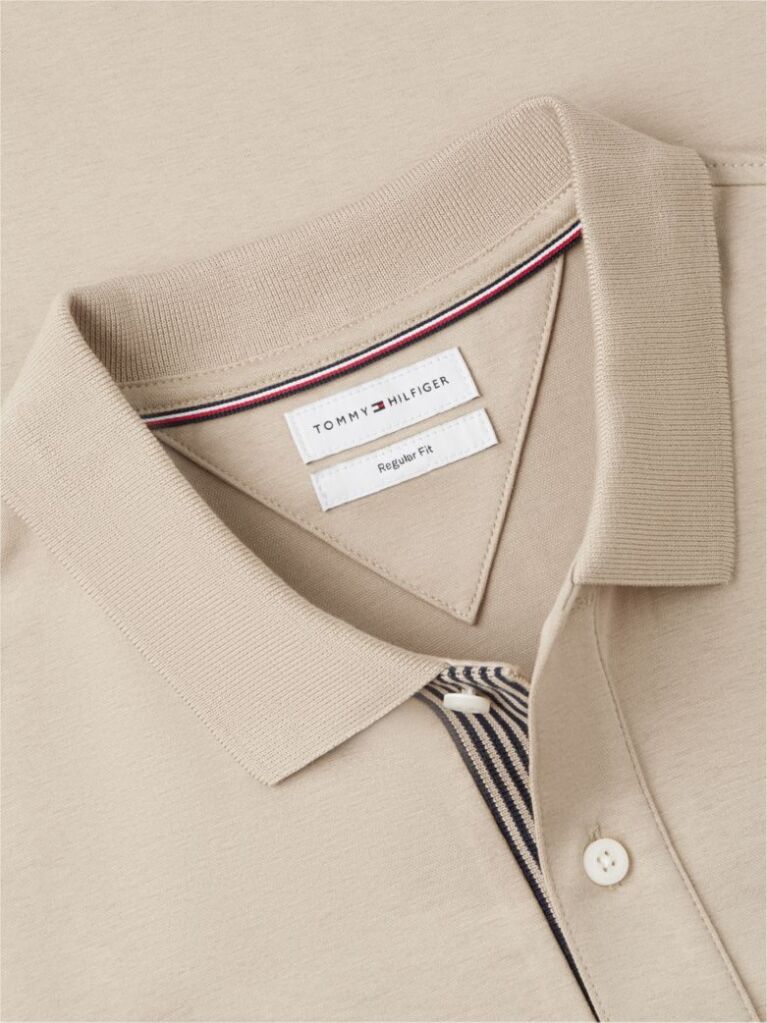 Beige Regular Fit Tipped Cuff Polo Shirt  Men