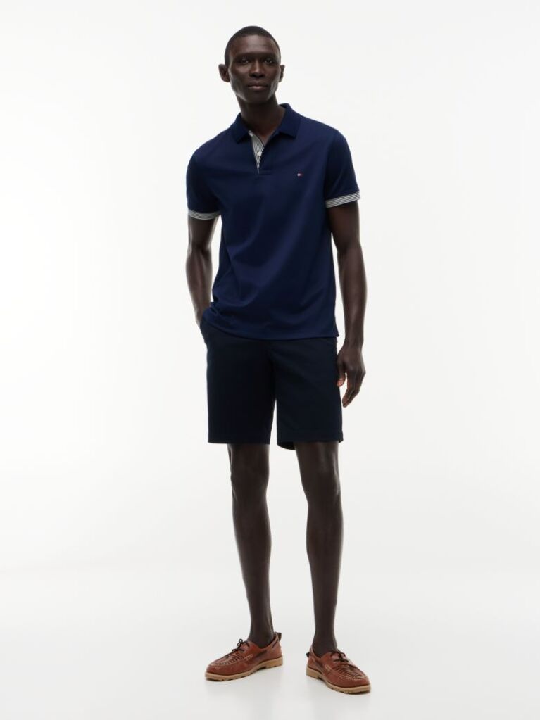 Blue Regular Fit Tipped Cuff Polo Shirt  Men