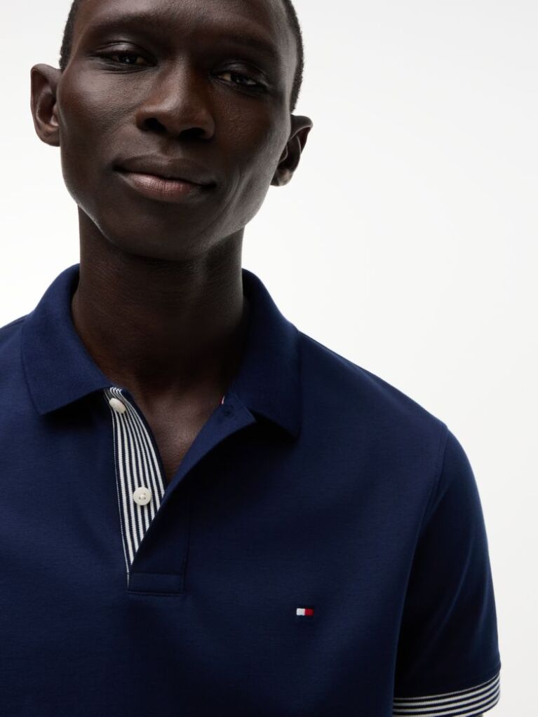 Blue Regular Fit Tipped Cuff Polo Shirt  Men
