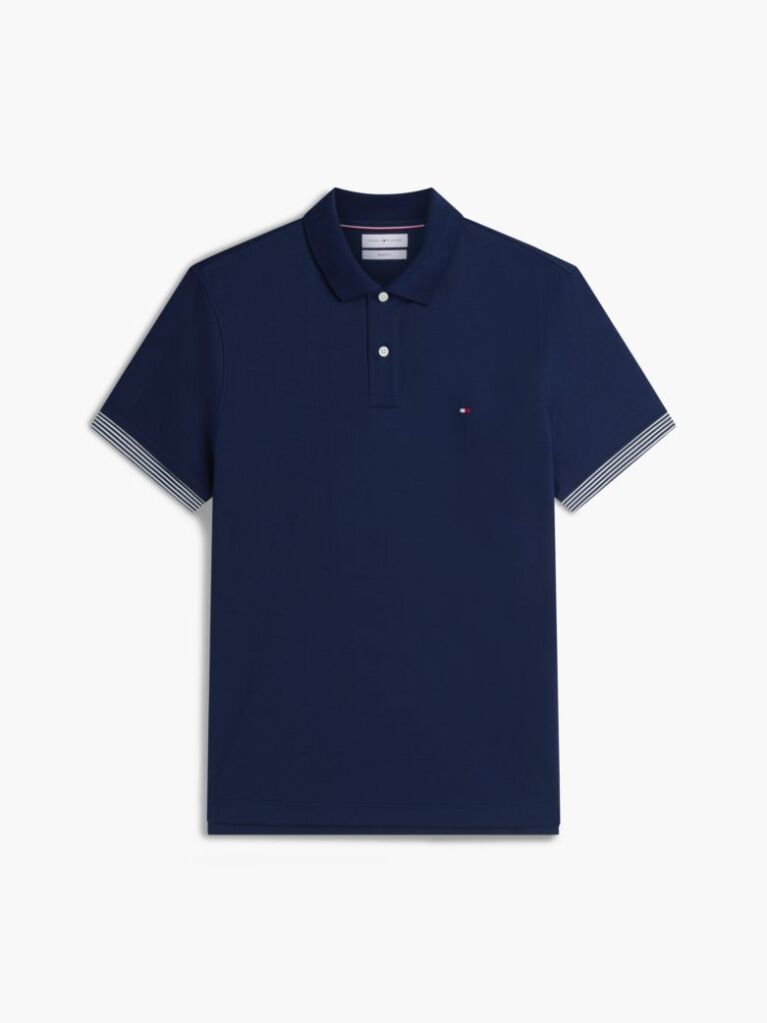 Blue Regular Fit Tipped Cuff Polo Shirt  Men