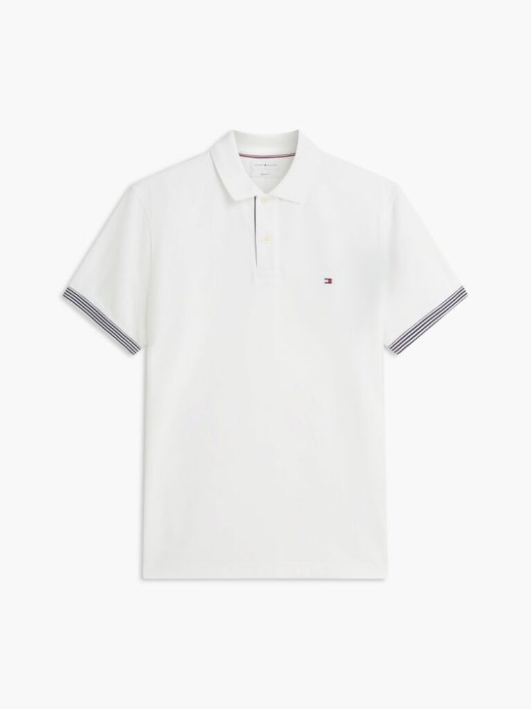 White Regular Fit Tipped Cuff Polo Shirt  Men