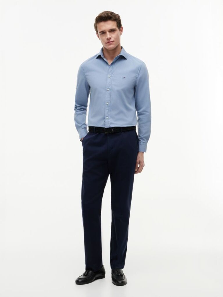 Blue Regular Fit Washed Poplin Shirt  Men