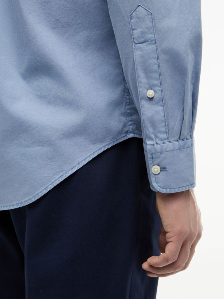 Blue Regular Fit Washed Poplin Shirt  Men