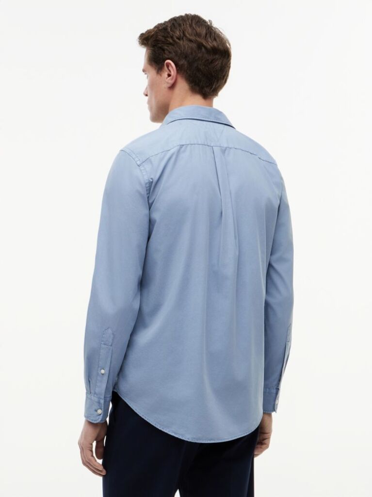 Blue Regular Fit Washed Poplin Shirt  Men