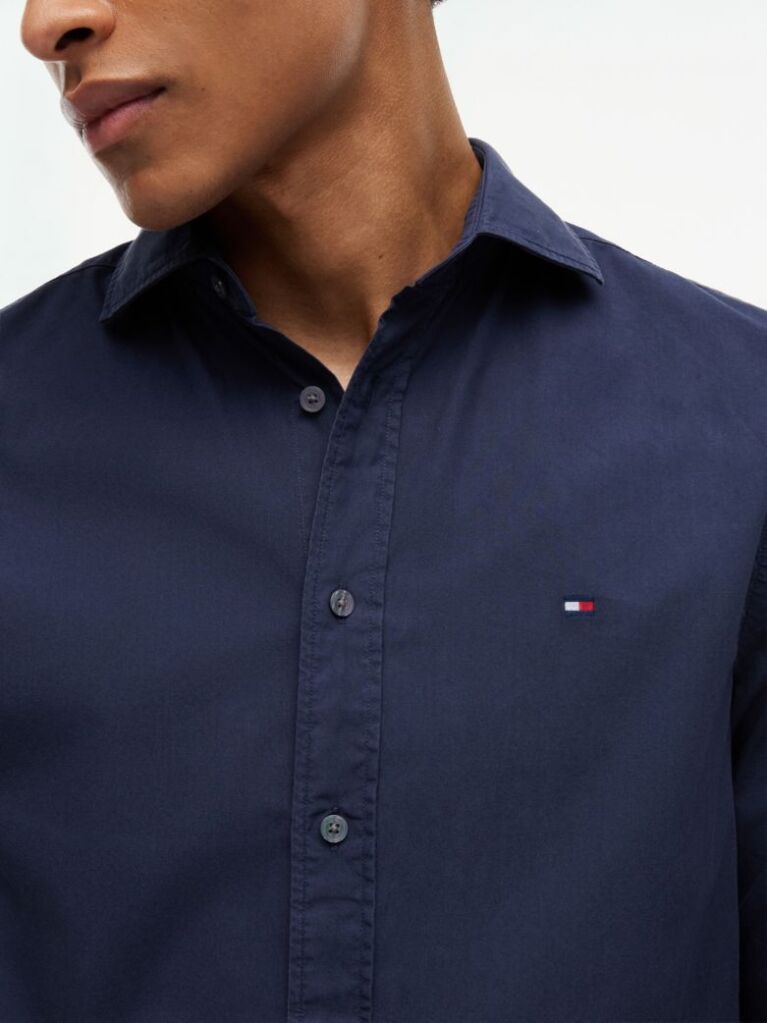 Blue Regular Fit Washed Poplin Shirt  Men