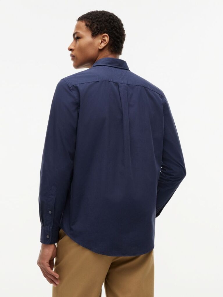 Blue Regular Fit Washed Poplin Shirt  Men