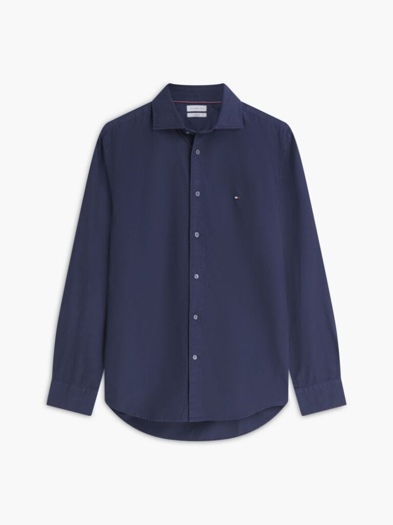 Blue Regular Fit Washed Poplin Shirt  Men