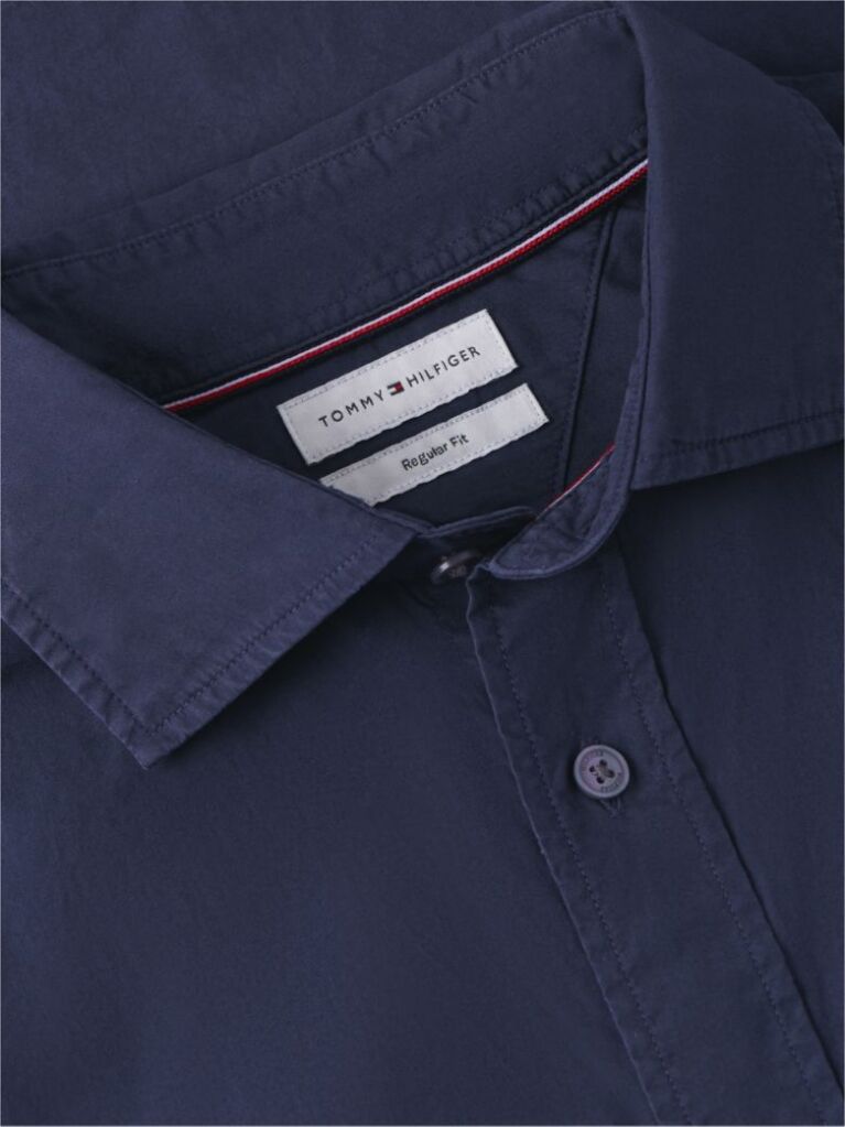Blue Regular Fit Washed Poplin Shirt  Men