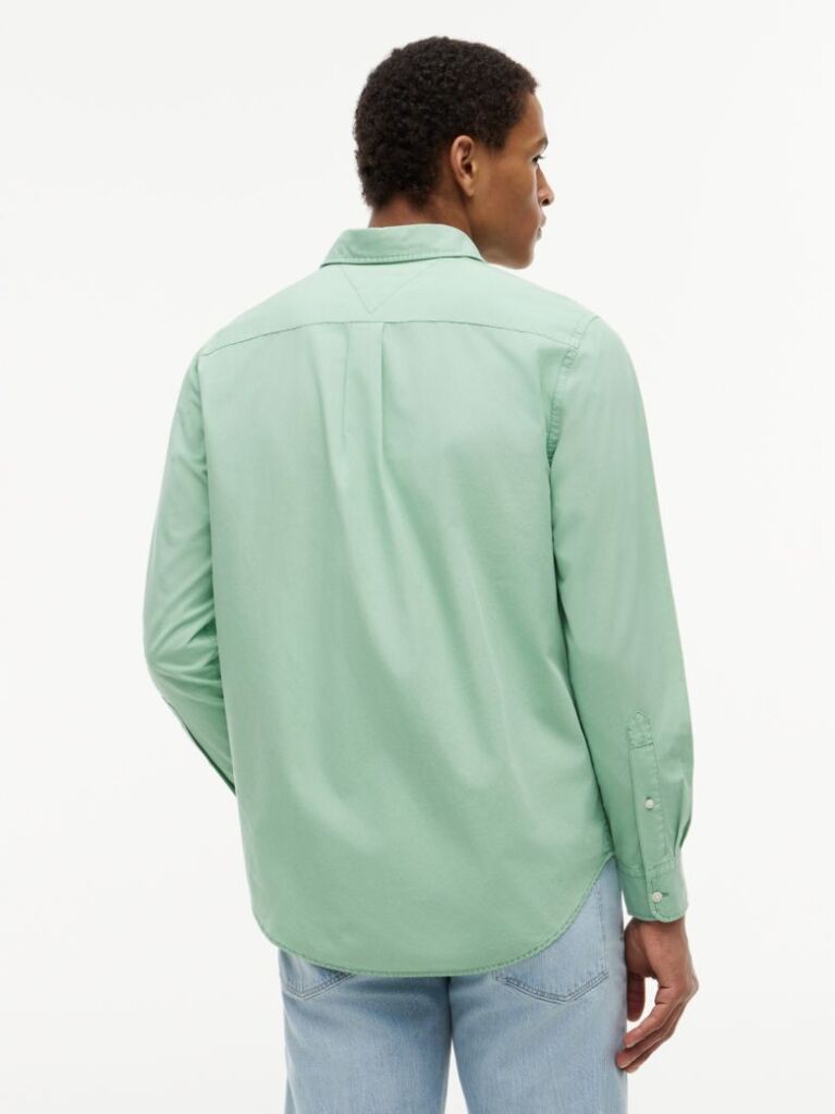 Green Regular Fit Washed Poplin Shirt  Men