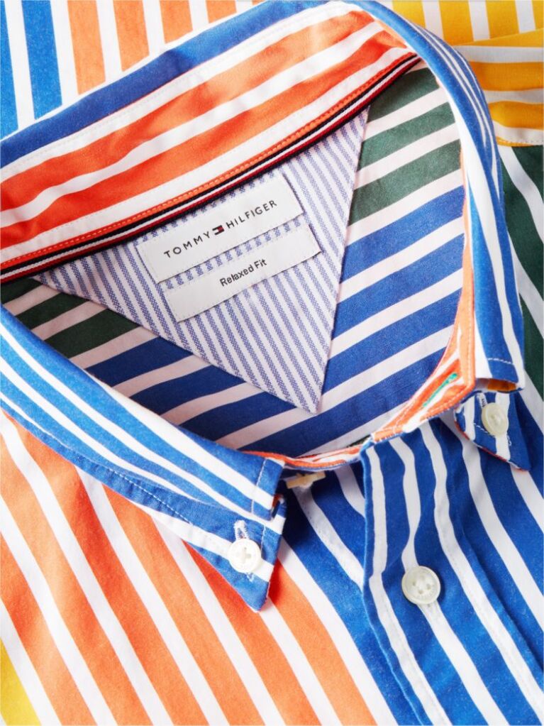 Multi Relaxed Fit Multicolour Stripe Poplin Shirt  Men