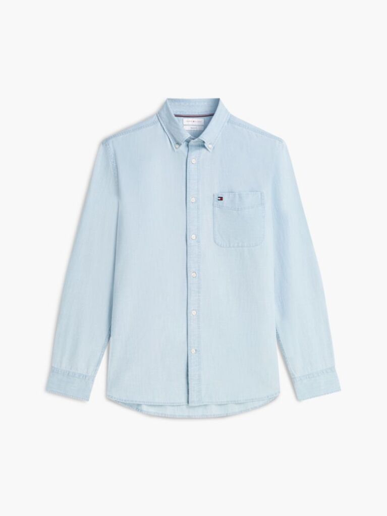 Blue Regular Fit Button-Down Chambray Shirt  Men