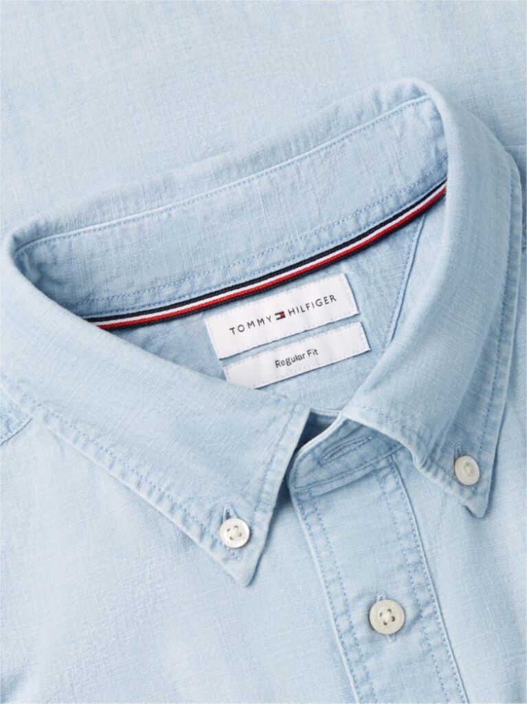 Blue Regular Fit Button-Down Chambray Shirt  Men