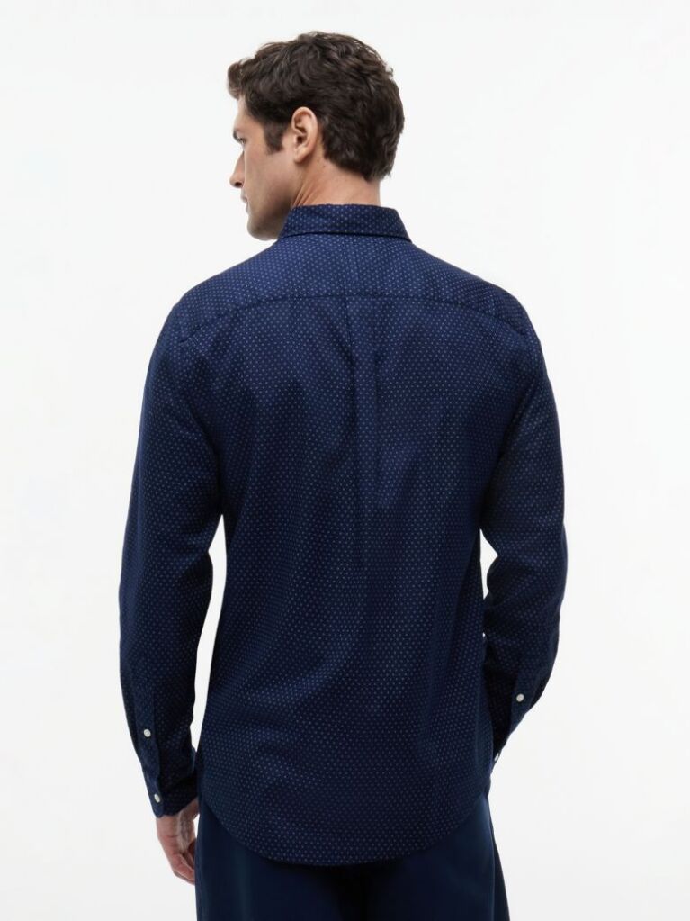 Blue Regular Fit Print Flex Poplin Shirt  Men