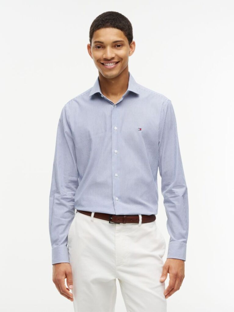 Blue Slim Fit Stripe Shirt  Men