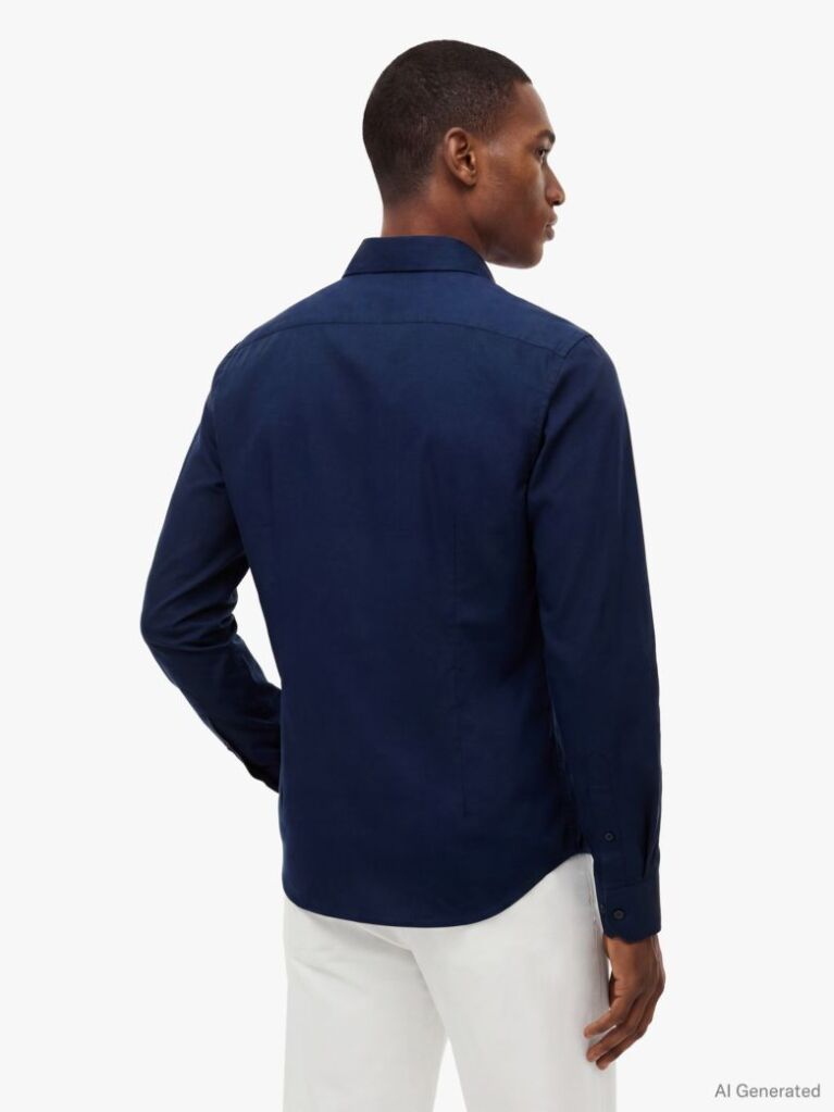 Blue Slim Cotton Shirt  Men